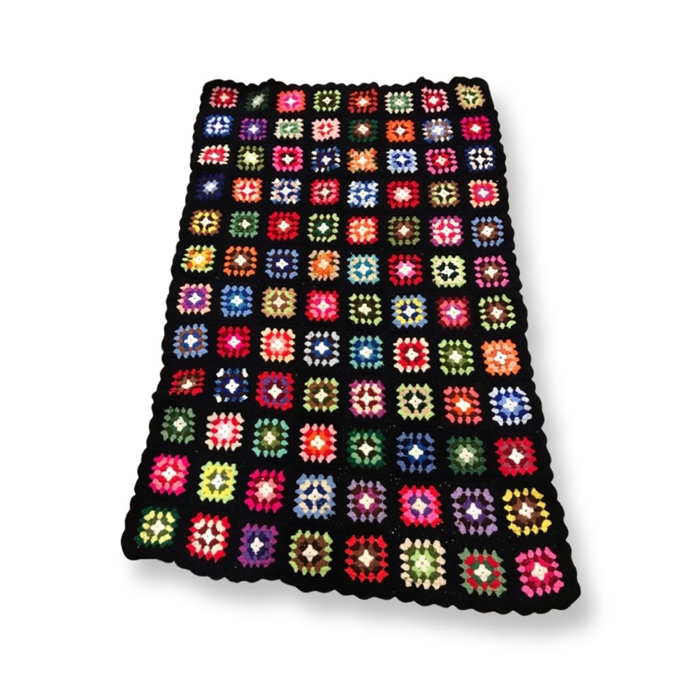 Handmade Crochet Granny Square Quilt Queen 54”Wx80”L
